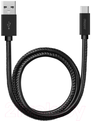 Кабель Deppa USB - USB Type-C / 72270 (алюминий/экокожа черная)
