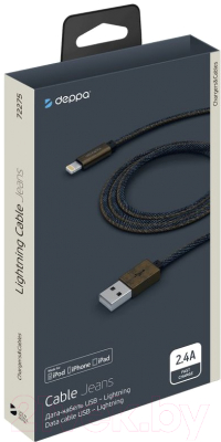 Кабель Deppa USB - 8-pin MFI / 72275 (медь/джинса синий )