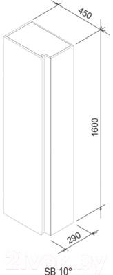 Шкаф-пенал для ванной Ravak SB 10° 450 / X000000753 (темный орех)