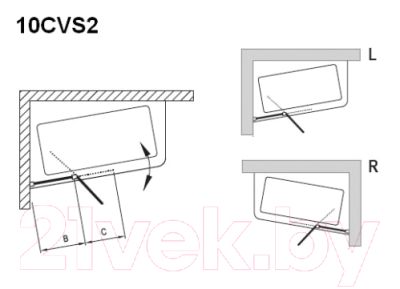 Стеклянная шторка для ванны Ravak 10CVS2-100 L (7QLA0C03Z1)