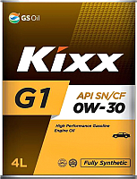 Моторное масло Kixx G1 0W30 SN/CF L205644TE1 / L209944TE1 (4л) - 