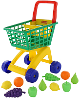 Тележка игрушечная Полесье №7 с набором продуктов / 61911 (зеленый/желтый) - 
