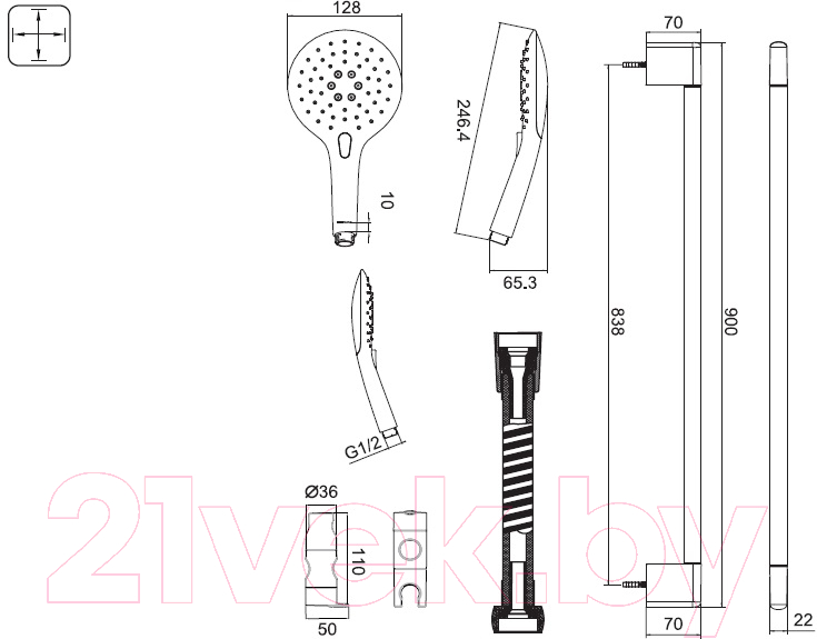 Душевой гарнитур Bravat Fresh D157CP