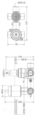 Встраиваемый механизм смесителя Bravat D969C-A