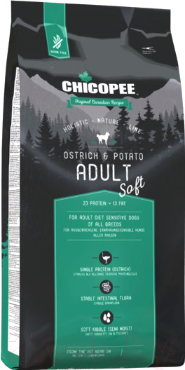 Полувлажный корм для собак Chicopee HNL Soft Adult Ostrich & Potato (12кг)