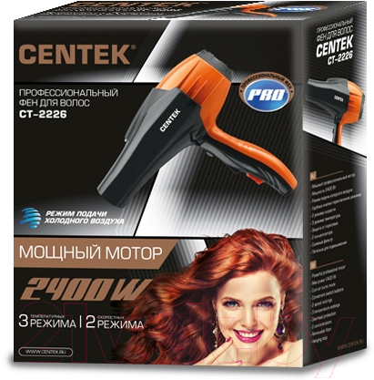 Фен Centek CT-2226 Professional (черный/оранжевый)