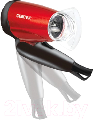 Компактный фен Centek CT-2230 RBL (красный/черный)