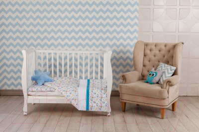 Комплект постельный для малышей Polini Kids Disney Последний богатырь (лес/голубой)