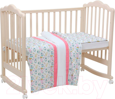 Комплект постельный для малышей Polini Kids Disney Последний богатырь (лес/розовый)