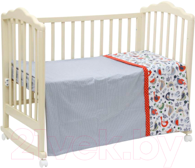 Комплект постельный для малышей Polini Kids Кантри 3 (120x60, красный)