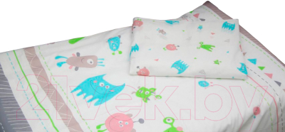 Комплект постельный для малышей Polini Kids Монстрики 3 (140x70)