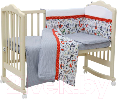 Комплект постельный для малышей Polini Kids Кантри 7 (120x60, красный)