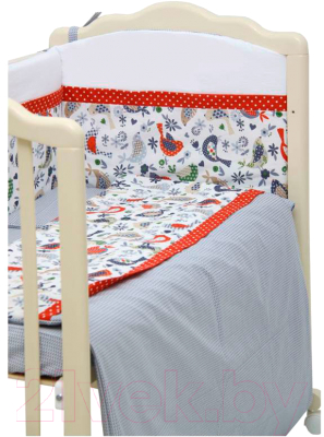 Комплект постельный для малышей Polini Kids Кантри 7 (120x60, красный)
