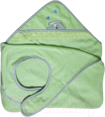 Полотенце с капюшоном Polini Kids Зайки с вышивкой (зеленый)