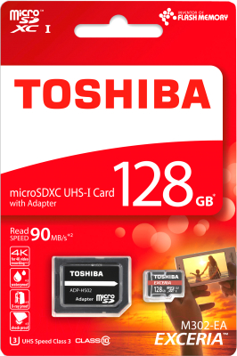 Карта памяти Toshiba Exceria M302 microSDXC 128Gb с адаптером (THN-M302R1280EA)