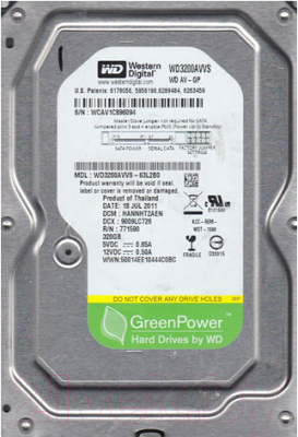 Жесткий диск Western Digital AV-GP 320GB (WD3200AVVS)