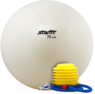 Фитбол гладкий Starfit GB-102 75см с насосом (белый)