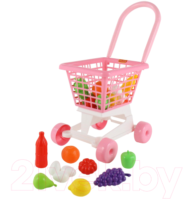 Тележка игрушечная Полесье Supermarket №1 с набором продуктов / 68477 (в сеточке)