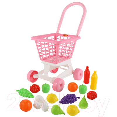 Тележка игрушечная Полесье Supermarket №1 с набором продуктов / 68477 (в сеточке)