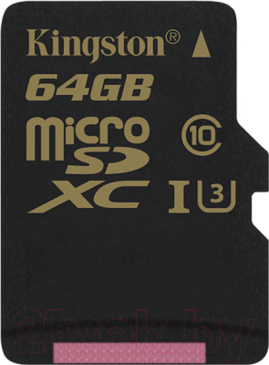 Карта памяти Kingston microSDXC Gold UHS-I (Class 3) U3 64GB (SDCG/64GBSP)