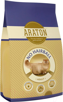 Сухой корм для кошек Araton Cat Adult No Hairball Chicken & Beef / ART24136 (15кг)