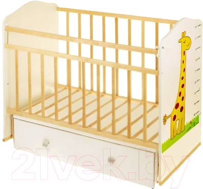 Детская кроватка VDK Морозко Жираф маятник-ящик  (бежевый/слоновая кость)
