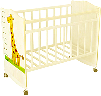 Детская кроватка VDK Морозко Жираф колесо-качалка (бежевый/слоновая кост) - 