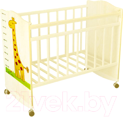 Детская кроватка VDK Морозко Жираф колесо-качалка (бежевый/слоновая кост)