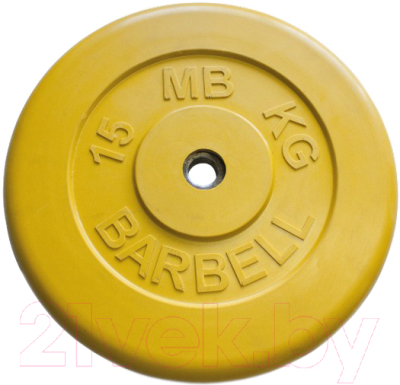 Диск для штанги MB Barbell d26мм 15кг (желтый)