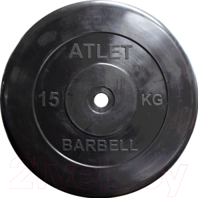 Диск для штанги MB Barbell d26мм 15кг (черный)