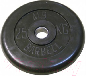 Диск для штанги MB Barbell d26мм 25кг (черный)