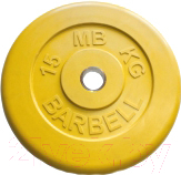 Диск для штанги MB Barbell d31мм 15кг (желтый)