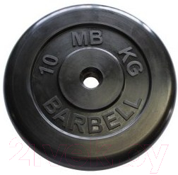 Диск для штанги MB Barbell d31мм 10кг (черный)