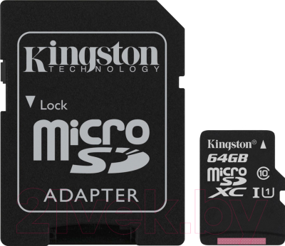 Карта памяти Kingston Canvas Select microSDXC (Class 10) UHS-I 64GB (SDCS/64GB)