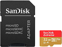 

Карта памяти SanDisk, Extreme MicroSDHC 32GB + адаптер (SDSQXAF-032G-GN6MA)