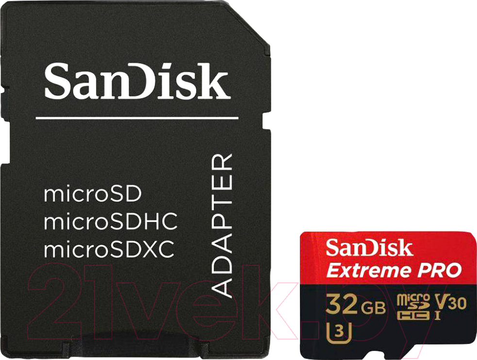 Карта памяти SanDisk Extreme Pro MicroSDHC 32GB + адаптер (SDSQXCG-032G-GN6MA)