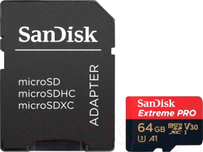 Карта памяти SanDisk Extreme PRO microSDXC Class 10 UHS-II 64GB (SDSQXCG-064G-GN6MA)