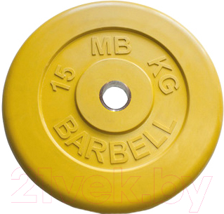 Диск для штанги MB Barbell d51мм 15кг (желтый)