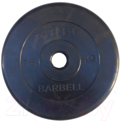 Диск для штанги MB Barbell Atlet d51мм 15кг (черный)