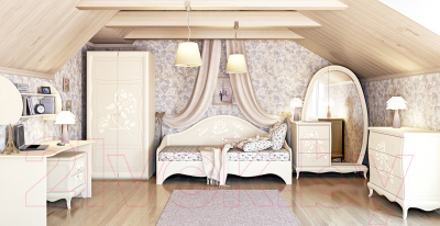 Двуспальная кровать Мебель-Неман Астория МН-218-01М (кремовый)