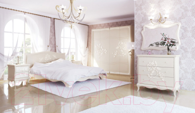 Двуспальная кровать Мебель-Неман Астория МН-218-01М (кремовый)