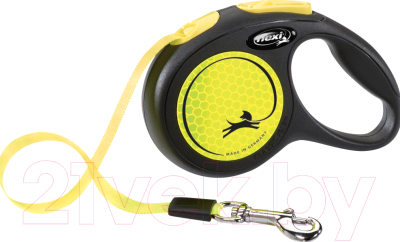 Поводок-рулетка Flexi Neon ремень (S, желтый светоотражающий)