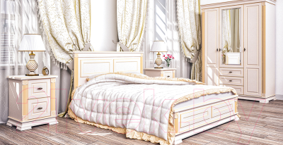 Двуспальная кровать Мебель-Неман Афина МН-222-12-180 (крем/патина)
