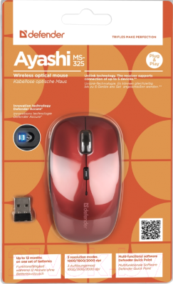 Мышь Defender Ayashi MS-325 / 52329 (красный)