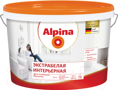Краска Alpina Экстрабелая интерьерная (5л, белый)