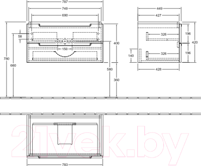 Тумба под умывальник Villeroy & Boch Subway A68900DH