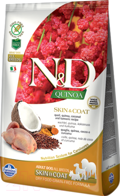 Сухой корм для собак Farmina N&D Grain Free Quinoa Skin&Coat Quail&Coconut (800г)