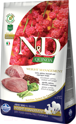 Сухой корм для собак Farmina N&D Grain Free Quinoa Weight Manag Lamb & Broccoli (800г)