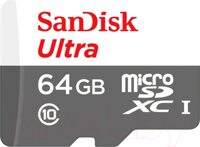 Карта памяти SanDisk Ultra microSDXC 64GB + адаптер (SDSQUNS-064G-GN3MA)