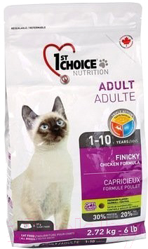 Сухой корм для кошек 1st Choice Adult Finicky Chicken (2.72кг)